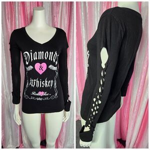 Demi Loon Cowgirl Diamonds & Whiskey Laser Cut Top Size Medium